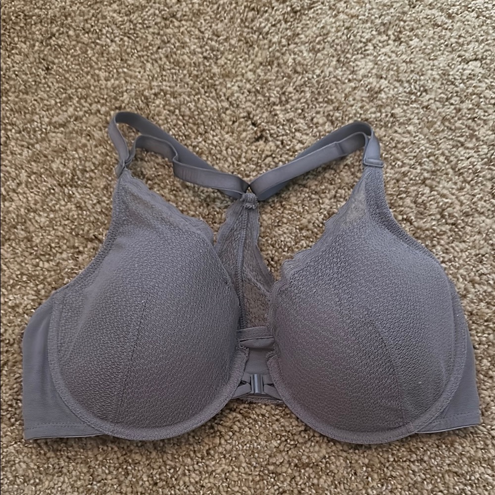 Auden Gray lightly lined Demi coverage racerback bra (36D)